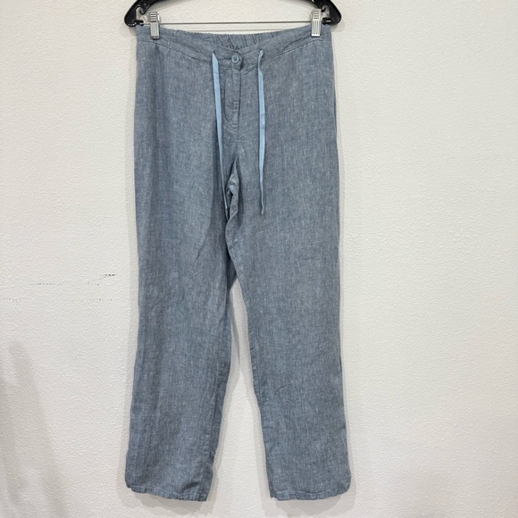 Boden Straight Leg Blue Linen Pants Women’s Size 8 Regular - Picture 1 of 3